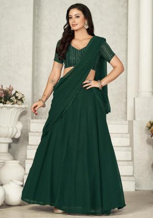 Picture of Wonderful Silk Dark Green Lehenga Choli