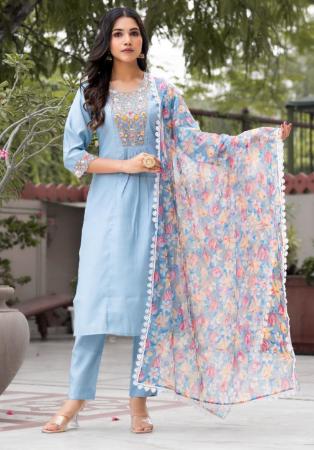 Picture of Enticing Silk Light Blue Readymade Salwar Kameez