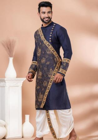 Picture of Magnificent Chiffon Navy Blue Kurtas