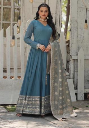 Picture of Stunning Georgette Dark Slate Grey Readymade Gown