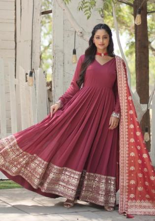 Picture of Beauteous Georgette Brown Readymade Gown