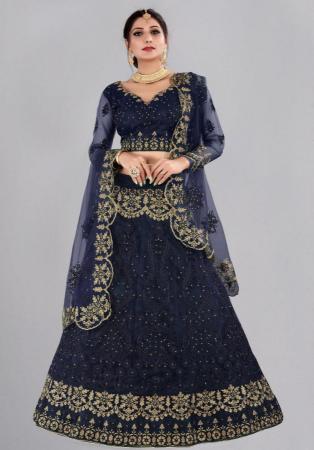 Picture of Resplendent Net Midnight Blue Lehenga Choli