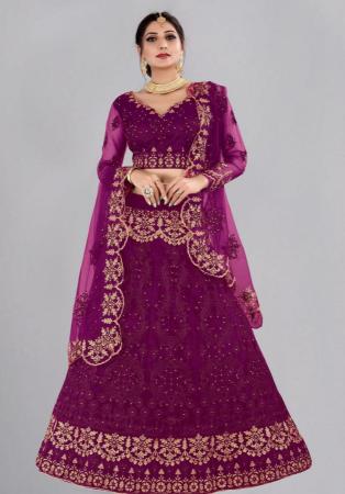 Picture of Lovely Net Purple Lehenga Choli