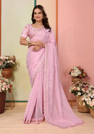 Picture of Grand Silk Pale Violet Red Saree