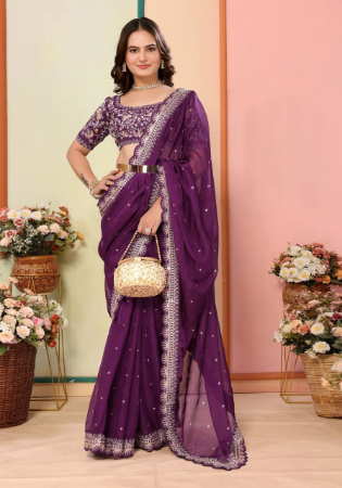 Picture of Fine Silk Purple Saree