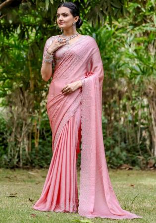 Picture of Marvelous Chiffon & Satin Light Pink Saree