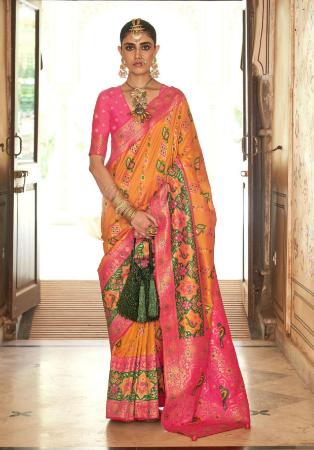 Picture of Well Formed Silk Golden Rod Saree