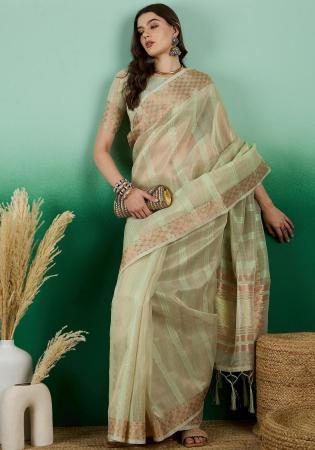 Picture of Fascinating Organza Antique White Saree