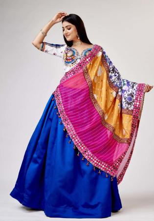 Picture of Rayon & Georgette & Silk Navy Blue,White Lehenga Choli