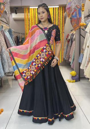 Picture of Magnificent Rayon Black Readymade Lehenga Choli