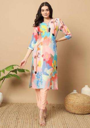 Picture of Resplendent Rayon Light Blue Kurtis & Tunic