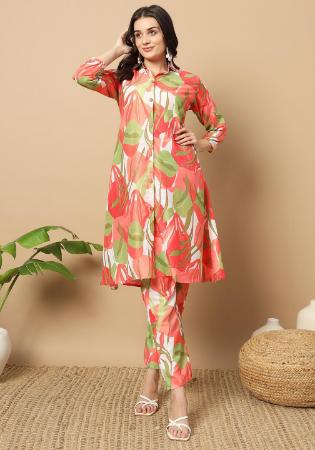 Picture of Fine Chiffon Salmon Kurtis & Tunic