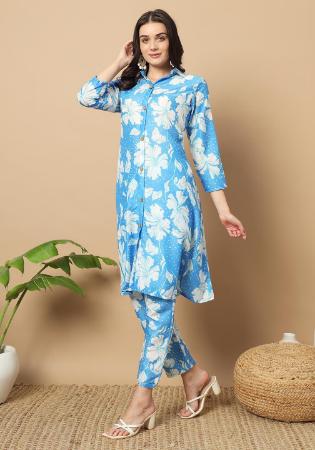 Picture of Amazing Chiffon Cornflower Blue Kurtis & Tunic