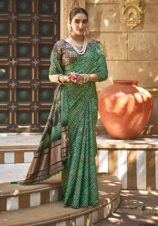 Picture of Stunning Satin & Silk Medium Sea Green Saree