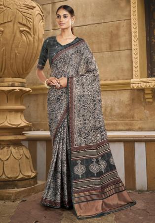 Picture of Sublime Satin & Silk Tan Saree