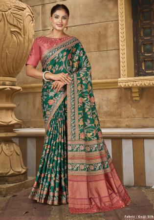 Picture of Beautiful Satin & Silk Sea Green Saree