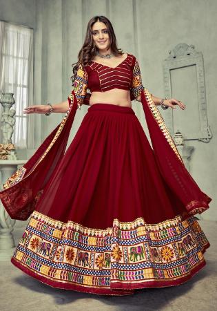 Picture of Excellent Georgette Maroon Lehenga Choli