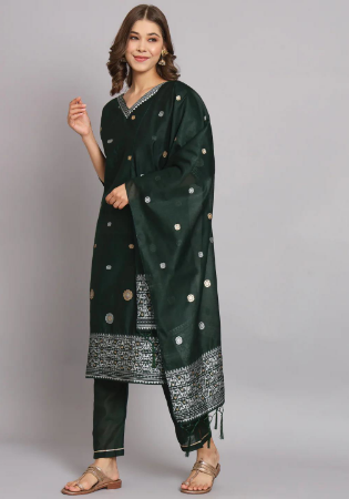 Picture of Cotton & Silk Sea Green Readymade Salwar Kameez