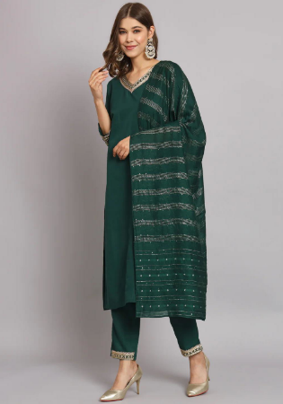 Picture of Cotton & Silk Medium Sea Green Readymade Salwar Kameez