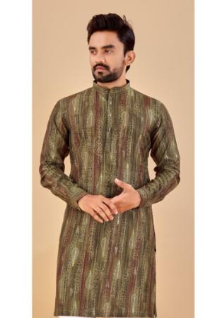 Picture of Excellent Cotton Dark Olive Green Kurtas