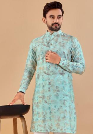 Picture of Magnificent Cotton Light Steel Blue Kurtas