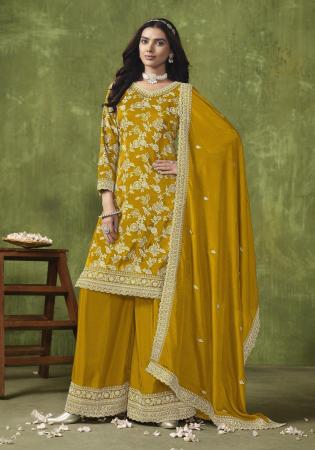 Picture of Admirable Silk Dark Khaki Straight Cut Salwar Kameez