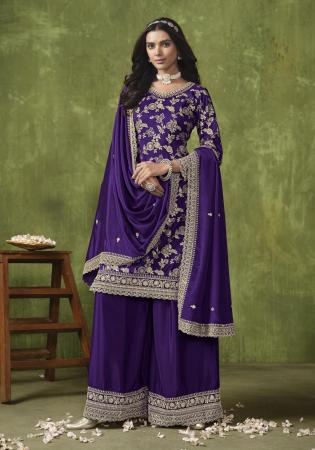 Picture of Silk Midnight Blue Straight Cut Salwar Kameez