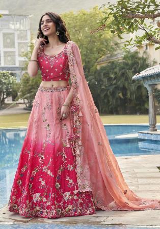 Picture of Elegant Silk & Organza Tomato Lehenga Choli