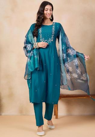 Picture of Magnificent Chiffon Teal Readymade Salwar Kameez