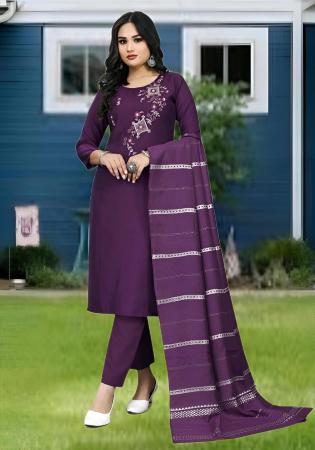 Picture of Well Formed Silk Purple Readymade Salwar Kameez