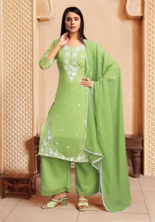 Picture of Superb Georgette Dark Khaki Readymade Salwar Kameez