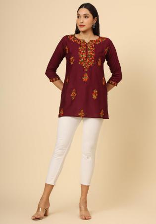 Picture of Nice Rayon Maroon Kurtis & Tunic