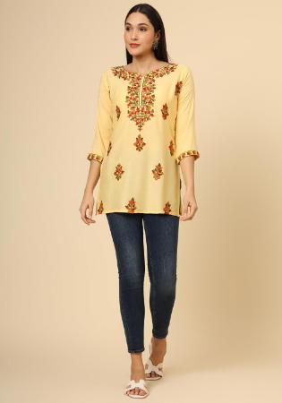 Picture of Fascinating Rayon Khaki Kurtis & Tunic