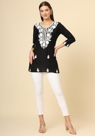 Picture of Ravishing Rayon Black Kurtis & Tunic