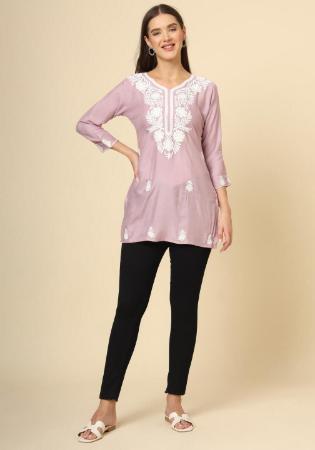 Picture of Wonderful Rayon Plum Kurtis & Tunic