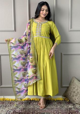 Picture of Gorgeous Chiffon Olive Readymade Salwar Kameez