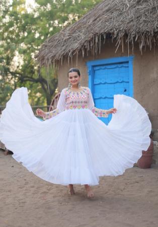 Picture of Shapely Georgette White Readymade Gown