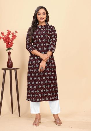 Picture of Resplendent Rayon Brown Kurtis & Tunic