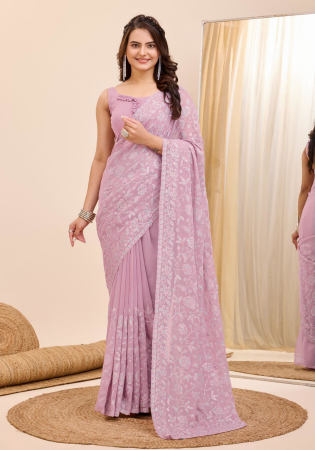 Picture of Fascinating Georgette Rosy Brown Saree