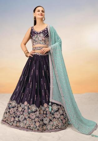 Picture of Georgette & Satin Dark Slate Grey Lehenga Choli