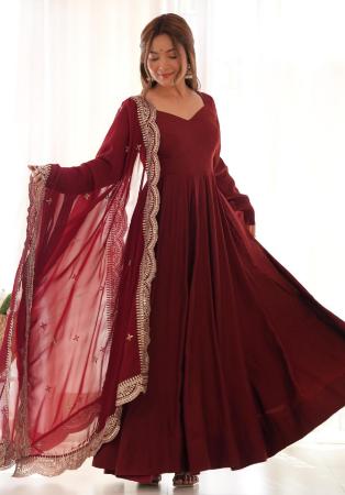 Picture of Wonderful Silk Maroon Readymade Salwar Kameez