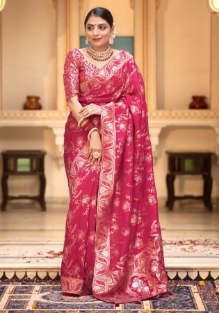 Picture of Charming Silk Dark Salmon Saree