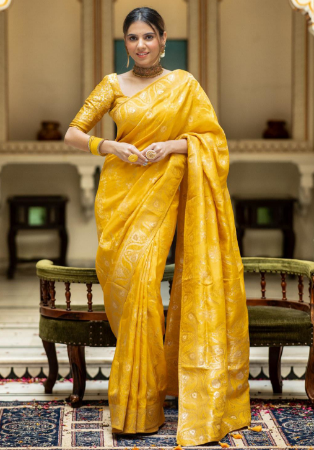 Picture of Delightful Silk Golden Rod Saree