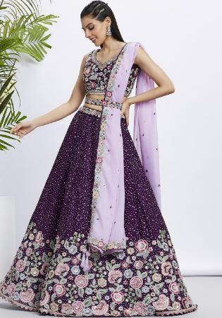 Picture of Superb Net Purple Lehenga Choli