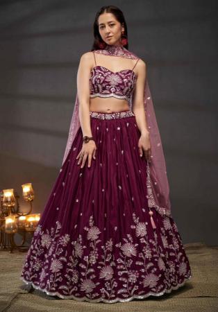 Picture of Shapely Chiffon & Net Brown Lehenga Choli