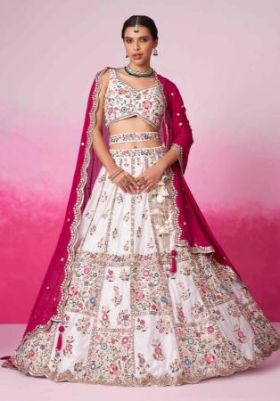 Picture of Georgette & Satin & Silk White Smoke Lehenga Choli