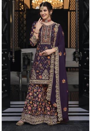 Picture of Charming Silk Dark Magenta Straight Cut Salwar Kameez