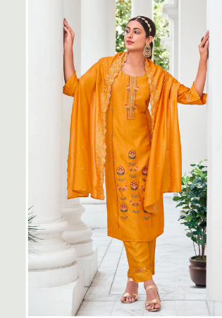 Picture of Silk & Organza Dark Golden Rod Readymade Salwar Kameez