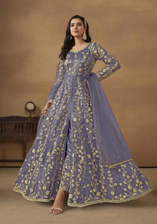 Picture of Classy Net Slate Grey Anarkali Salwar Kameez