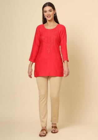 Picture of Lovely Rayon Crimson Kurtis & Tunic